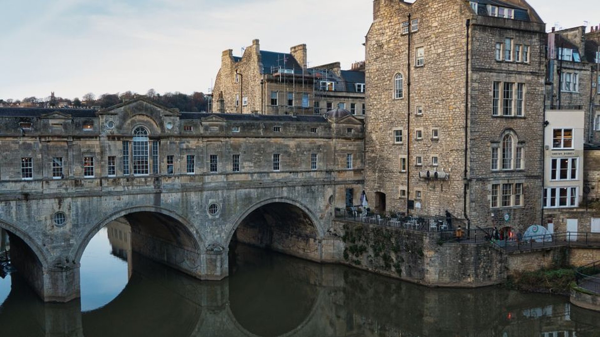 Georgian architecture stone bridge shop-lined arch